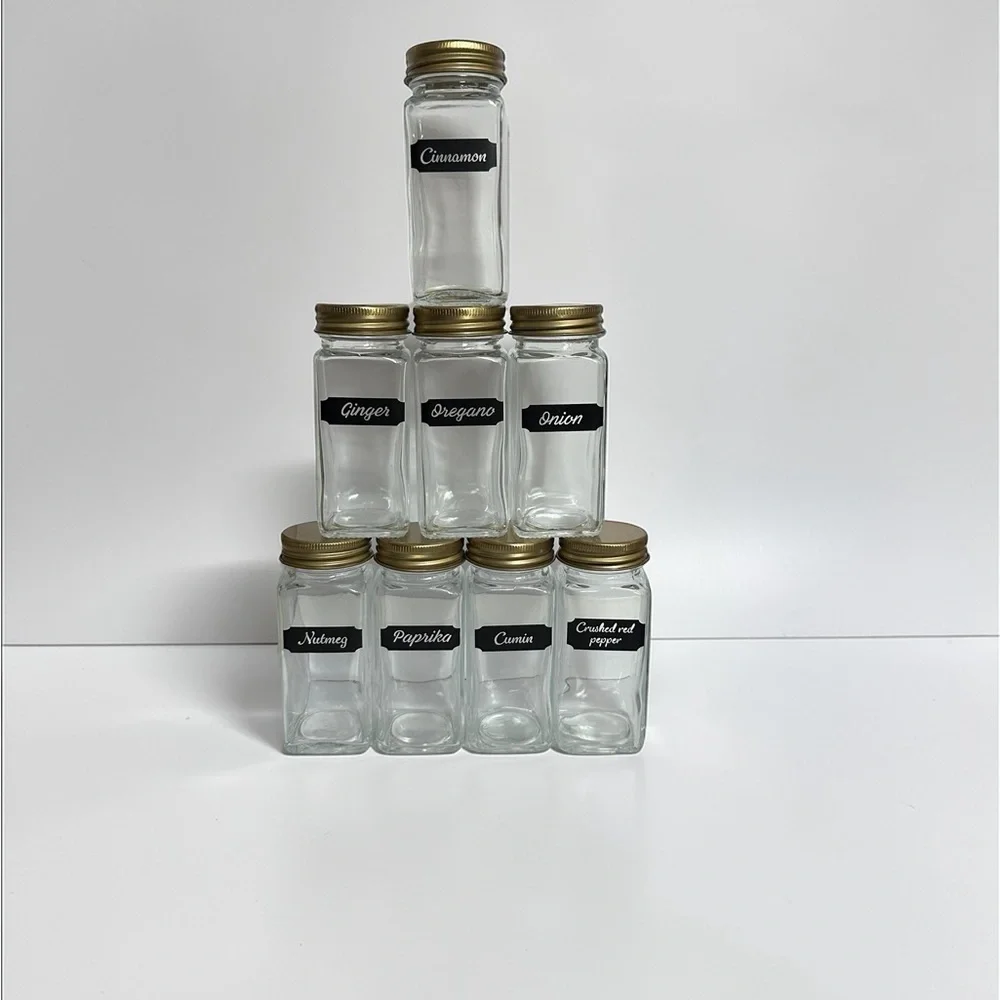 Glass Spice Jars with Gold Lids